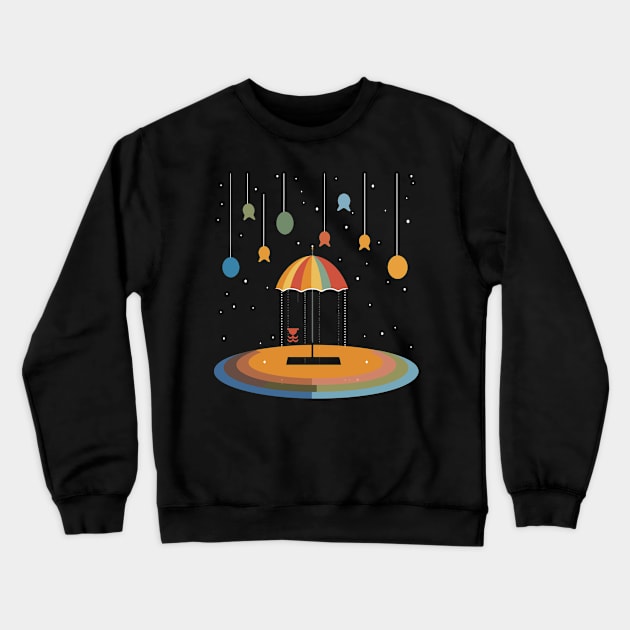 Playground Rainy Day With Umbrella Crewneck Sweatshirt by JH Mart